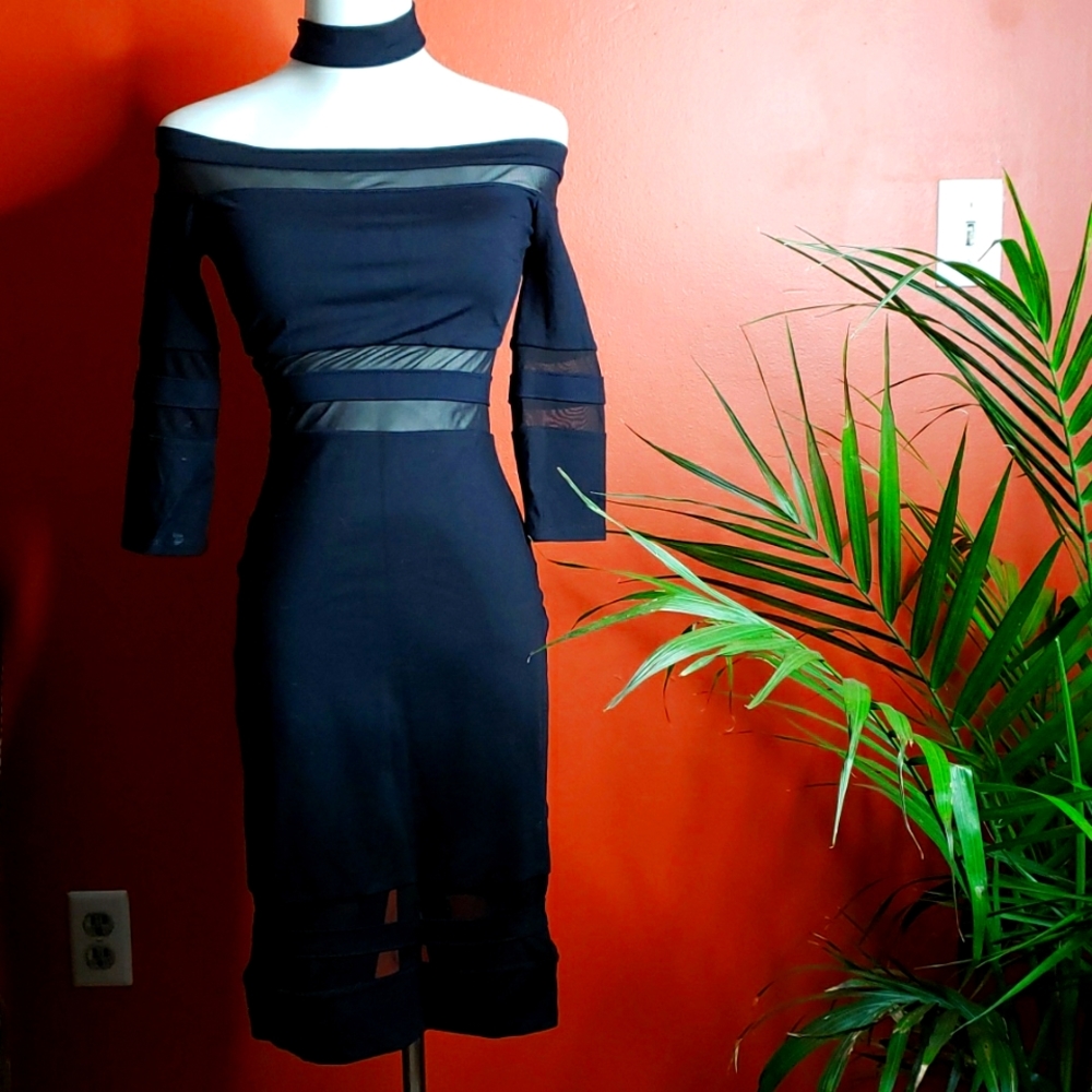 BEBE Black Dress XS, fits like a glove minimal stretch